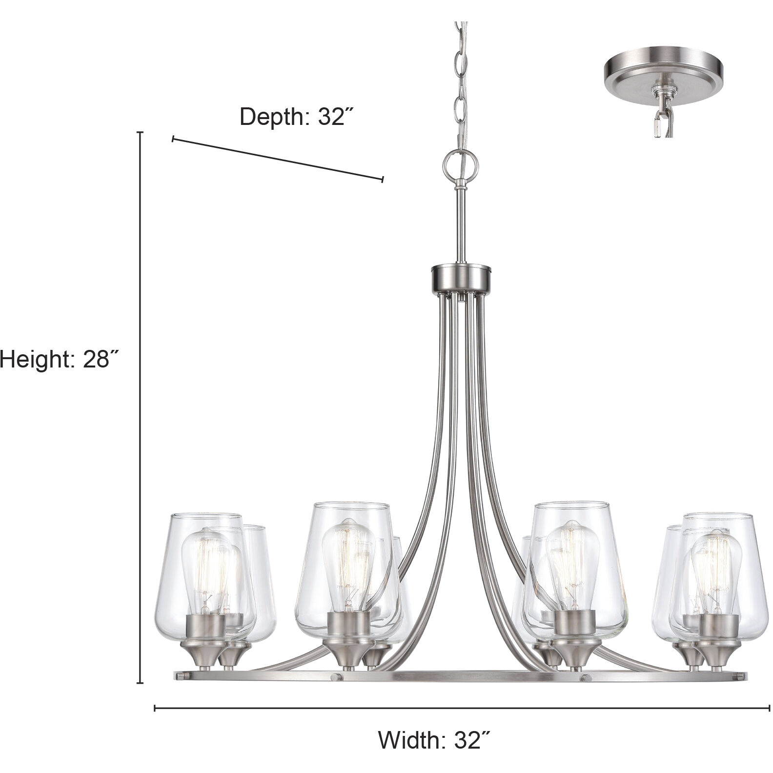 Ashford 8 Light 32 inch Rubbed Bronze Chandelier Ceiling Light